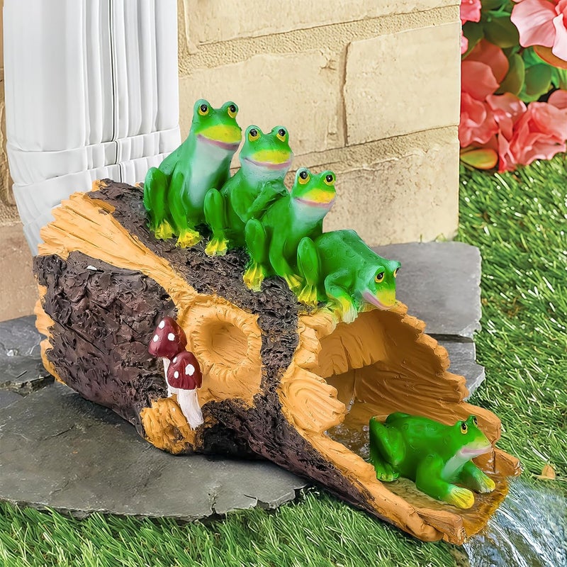 Euiroet Frogs Gutter Downspout Extender Statue, Outdoor Decor Sculpture Ornament, Decorative Gutter Extension, Splash Block, Downspout Diverter, Eco-Friendly Resin, Perfect for 3"x4" Downspouts - Image 1